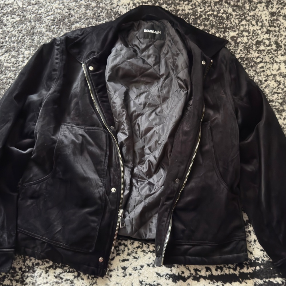 Fashion Nova Black and Gray Bomber Jacket